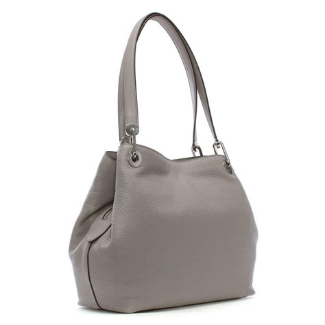 michael kors raven large pearl grau|Raven Large Pebbled Leather Shoulder Bag .